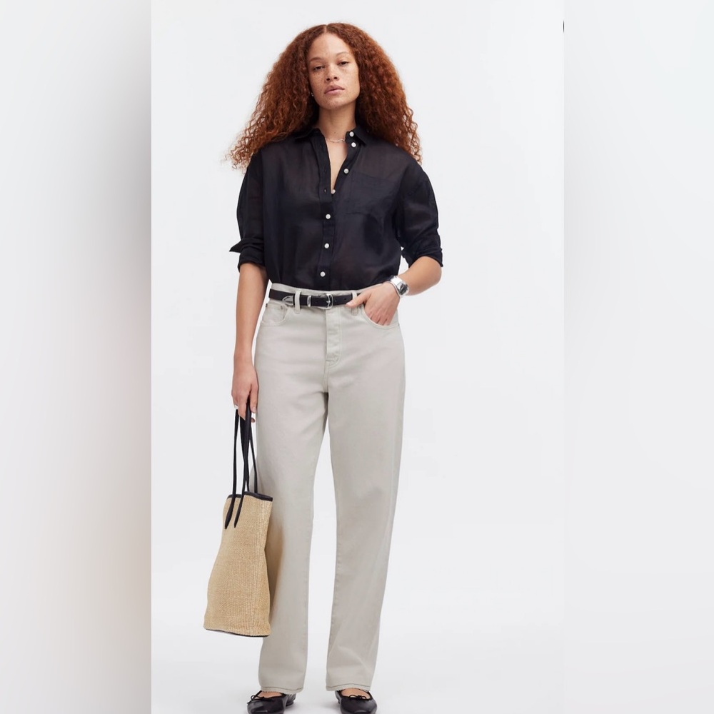 MADEWELL Women Low-Slung Straight Jeans White High Rise Size 30